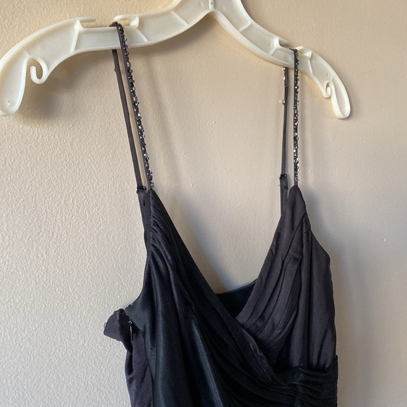 BCBG Maxazria Evening Dress Size Small Black Drape MIDI Spaghetti Strap Dress - Picture 4 of 7